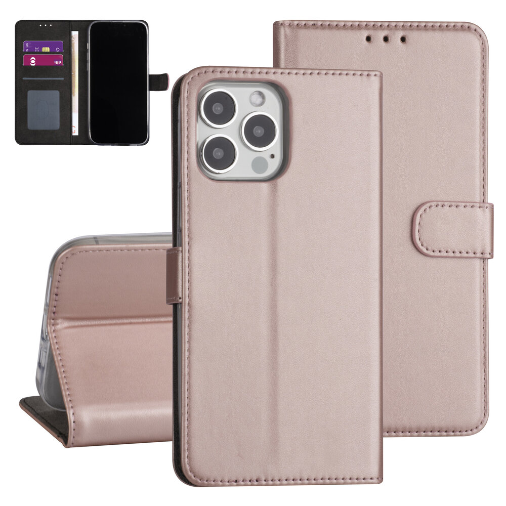 iPhone 13 Pro Max Book-Case hul - Rose Gold - Kartenhalter - Magnetverschluss iPhone 13 Pro Max Book-Case hul - Rose Gold - Kartenhalter - Magnetverschluss