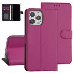 iPhone 13 Pro Max Booktype hoesje - Felroze - Pasjeshouder - Magneetsluiting