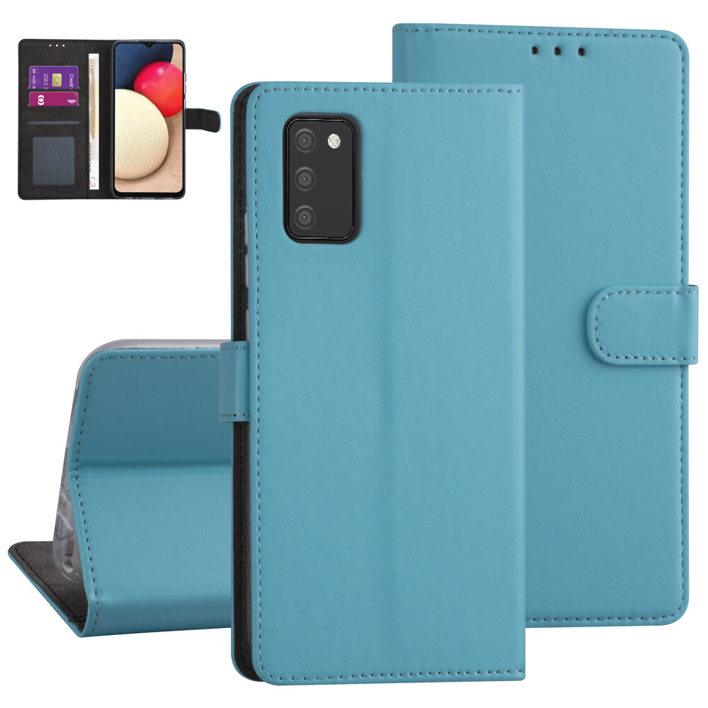 Samsung Galaxy A02s Book-Case hul - Hellblau - Kartenhalter - Magnetverschluss Samsung Galaxy A02s Book-Case hul - Hellblau - Kartenhalter - Magnetverschluss