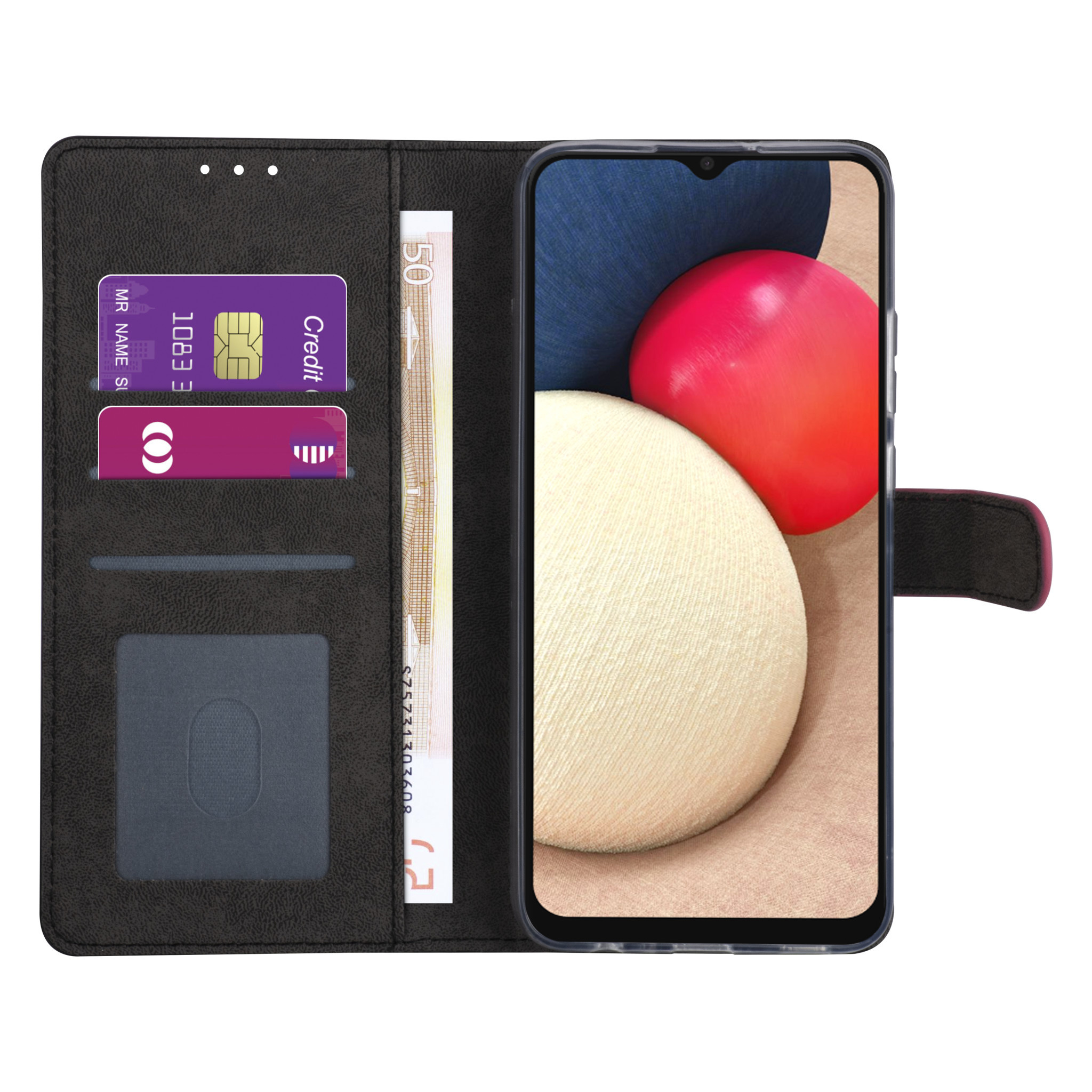 Samsung Galaxy A02s Booktype hoesje - Felroze - Pasjeshouder - Magneetsluiting, foto 4 van 4