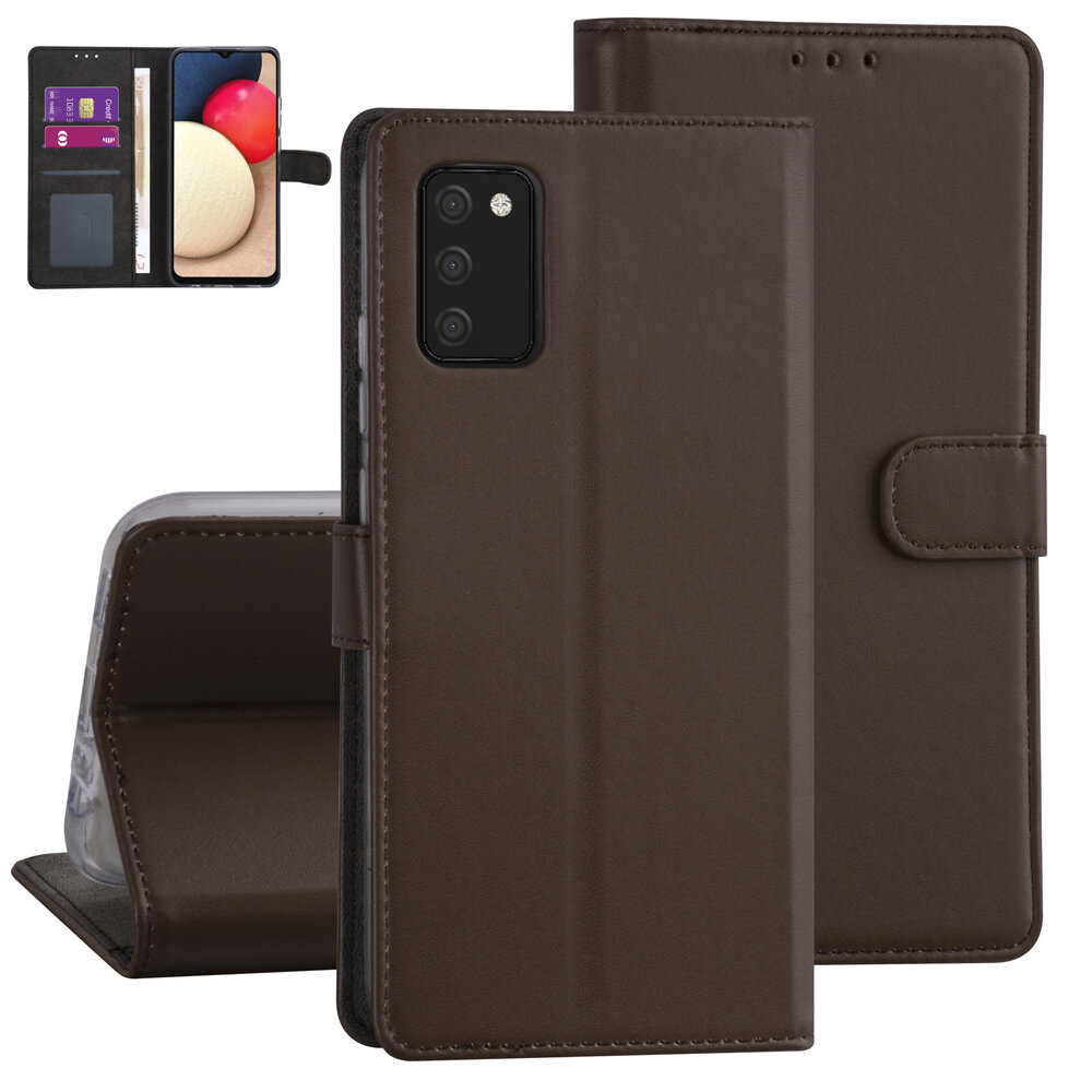 Samsung Galaxy A02s Book-Case hul - Braun - Kartenhalter - Magnetverschluss Samsung Galaxy A02s Book-Case hul - Braun - Kartenhalter - Magnetverschluss