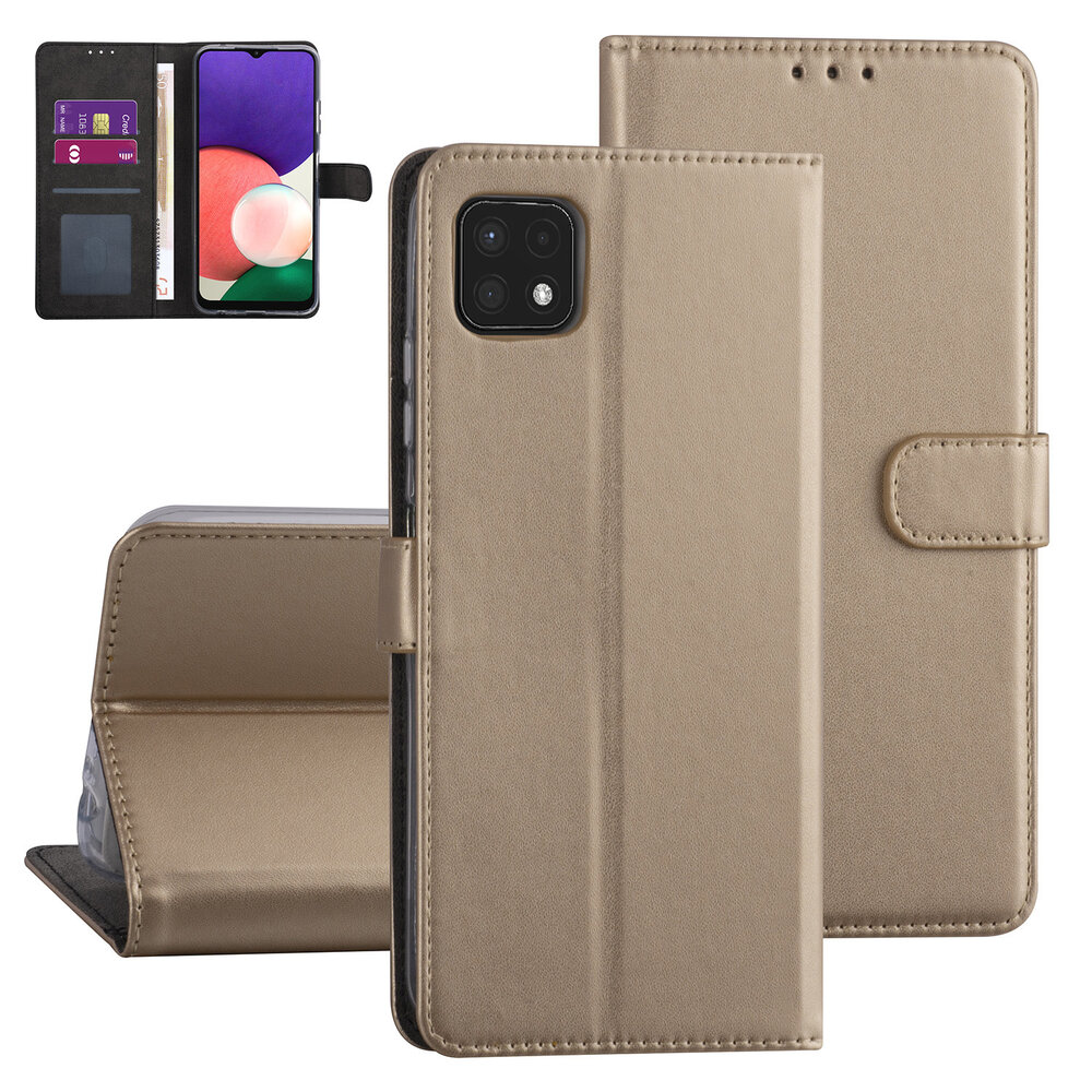 Samsung Galaxy A22 5G Book-Case hul - Gold - Kartenhalter - Magnetverschluss Samsung Galaxy A22 5G Book-Case hul - Gold - Kartenhalter - Magnetverschluss