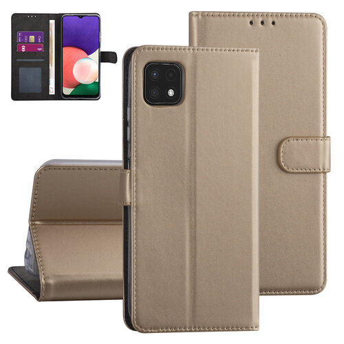 Samsung Galaxy A22 5G Booktype hoesje - Goud - Pasjeshouder - Magneetsluiting