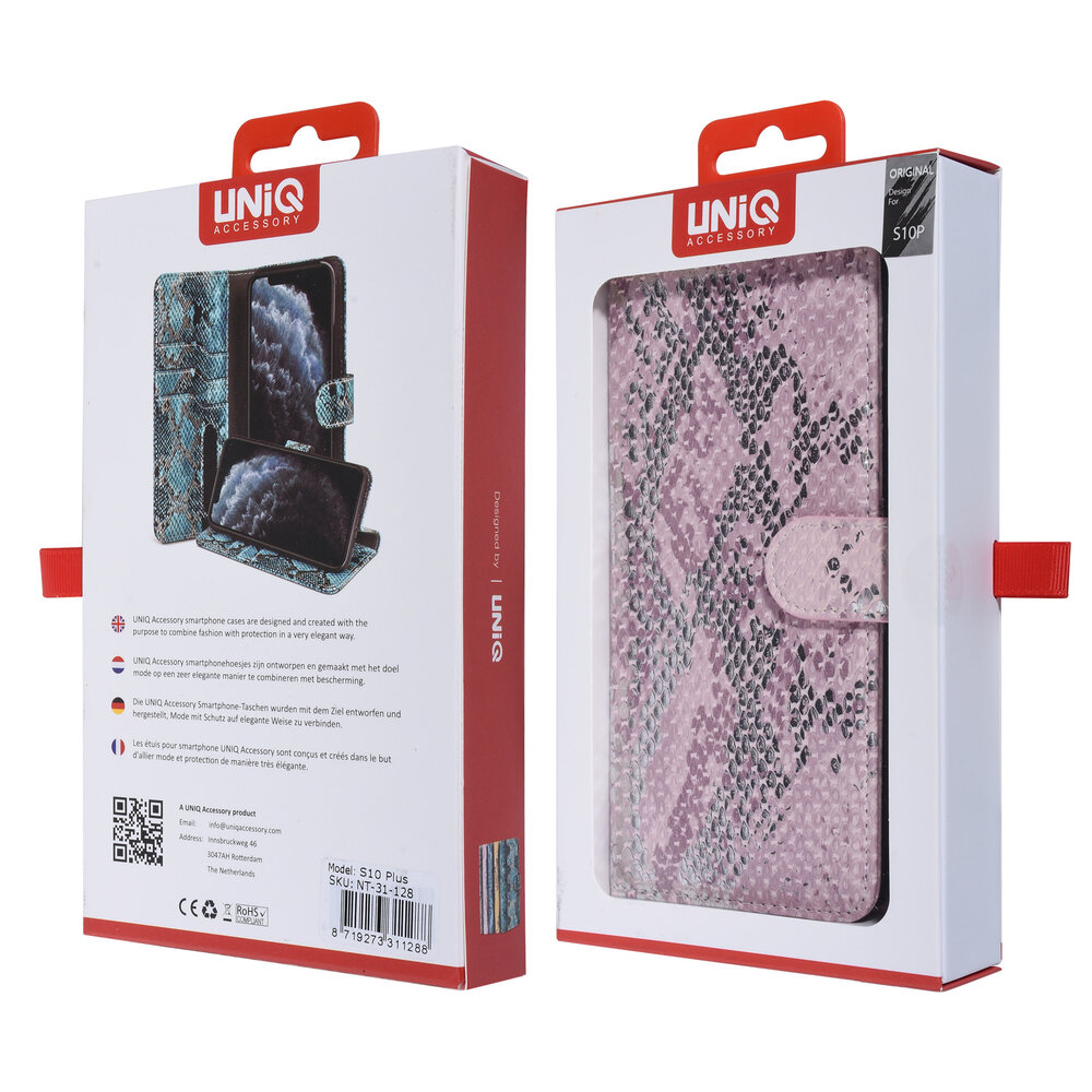 UNIQ Accessory UNIQ Accessory Samsung Galaxy S10 Plus Pink Snakeskin Book type case UNIQ Accessory UNIQ Accessory Samsung Galaxy S10 Plus Pink Snakeskin Book type case