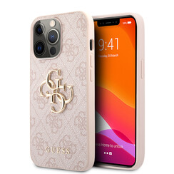 Guess iPhone 13 Pro Max Coque arrière rigide - Gold 4G Logo - Rose