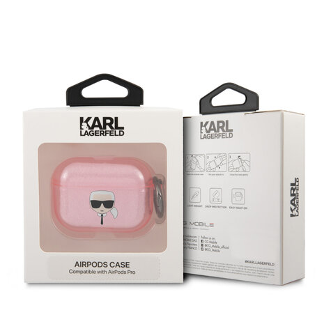 Karl Lagerfeld Karl Lagerfeld Airpods Pro & Pro 2 Case - Glitter - Karl - Pink Karl Lagerfeld Karl Lagerfeld Airpods Pro & Pro 2 Case - Glitter - Karl - Pink