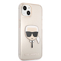 Karl Lagerfeld Karl Lagerfeld iPhone 13 Mini Hardcase Backcover - Glitter - Karl's head - Transparant Goud