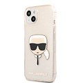 Karl Lagerfeld Karl Lagerfeld iPhone 13 Mini Hardcase Backcover - Glitter - Karl's head - Transparant Goud