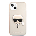 Karl Lagerfeld Karl Lagerfeld iPhone 13 Mini Hardcase Backcover - Glitter - Karl's head - Transparant Goud