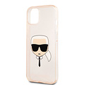 Karl Lagerfeld Karl Lagerfeld iPhone 13 Mini Hardcase Backcover - Glitter - Karl's head - Transparant Goud