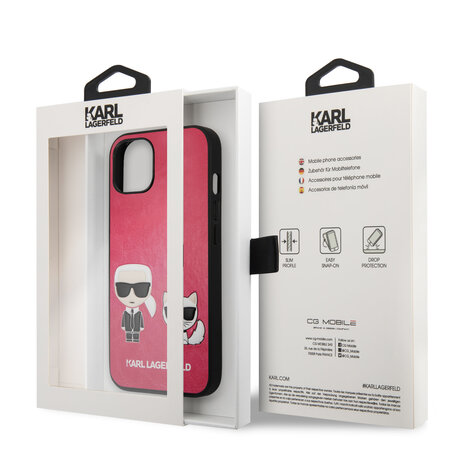 Karl Lagerfeld Karl Lagerfeld iPhone 13 Mini Coque arrière rigide - Karl & Choupette - Fuchsia Karl Lagerfeld Karl Lagerfeld iPhone 13 Mini Coque arrière rigide - Karl & Choupette - Fuchsia