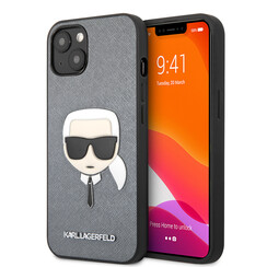 Karl Lagerfeld iPhone 13 Mini Hardcase Backcover - Karl's head - Zilver
