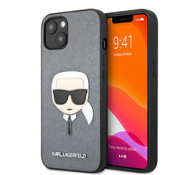 Karl Lagerfeld Karl Lagerfeld iPhone 13 Mini Hardcase Backcover - Karl's head - Zilver Karl Lagerfeld Karl Lagerfeld iPhone 13 Mini Hardcase Backcover - Karl's head - Zilver