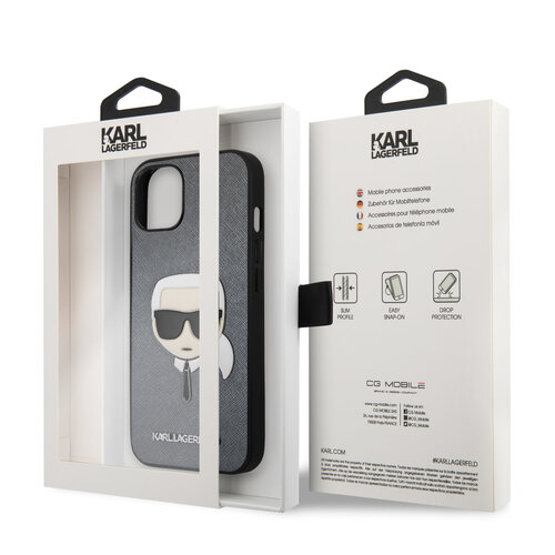 Karl Lagerfeld Karl Lagerfeld iPhone 13 Mini Hardcase Backcover - Karl's head - Zilver