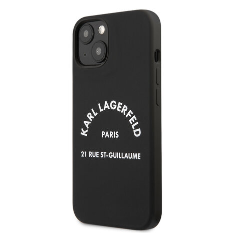 Karl Lagerfeld Karl Lagerfeld iPhone 13 Mini Hardcase Backcover - RSG White Logo - Zwart Karl Lagerfeld Karl Lagerfeld iPhone 13 Mini Hardcase Backcover - RSG White Logo - Zwart