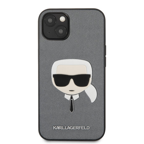 Karl Lagerfeld Karl Lagerfeld iPhone 13 Mini Hardcase Backcover - Karl's head - Zilver Karl Lagerfeld Karl Lagerfeld iPhone 13 Mini Hardcase Backcover - Karl's head - Zilver