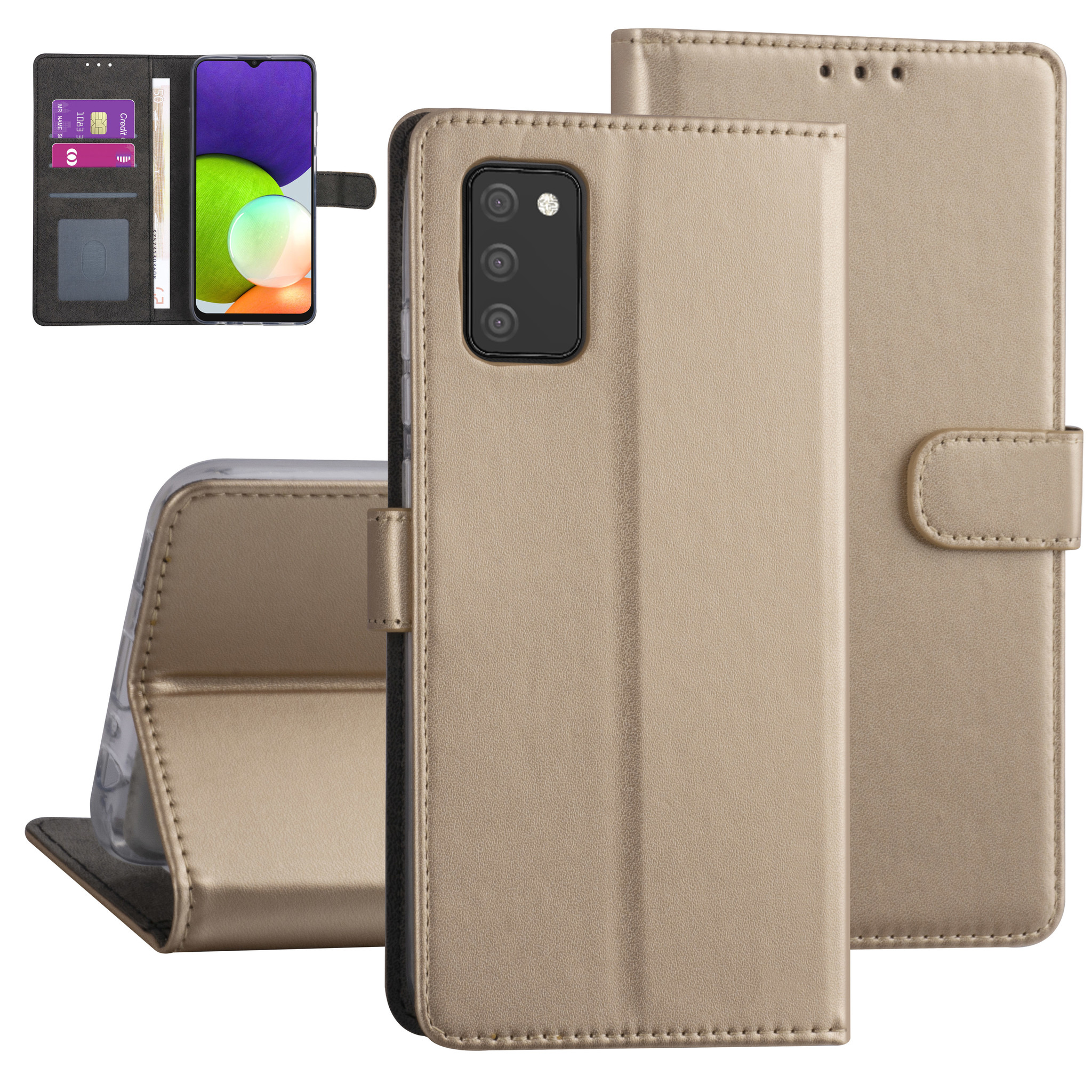 Samsung Galaxy A03s Booktype hoesje - Goud - Pasjeshouder - Magneetsluiting