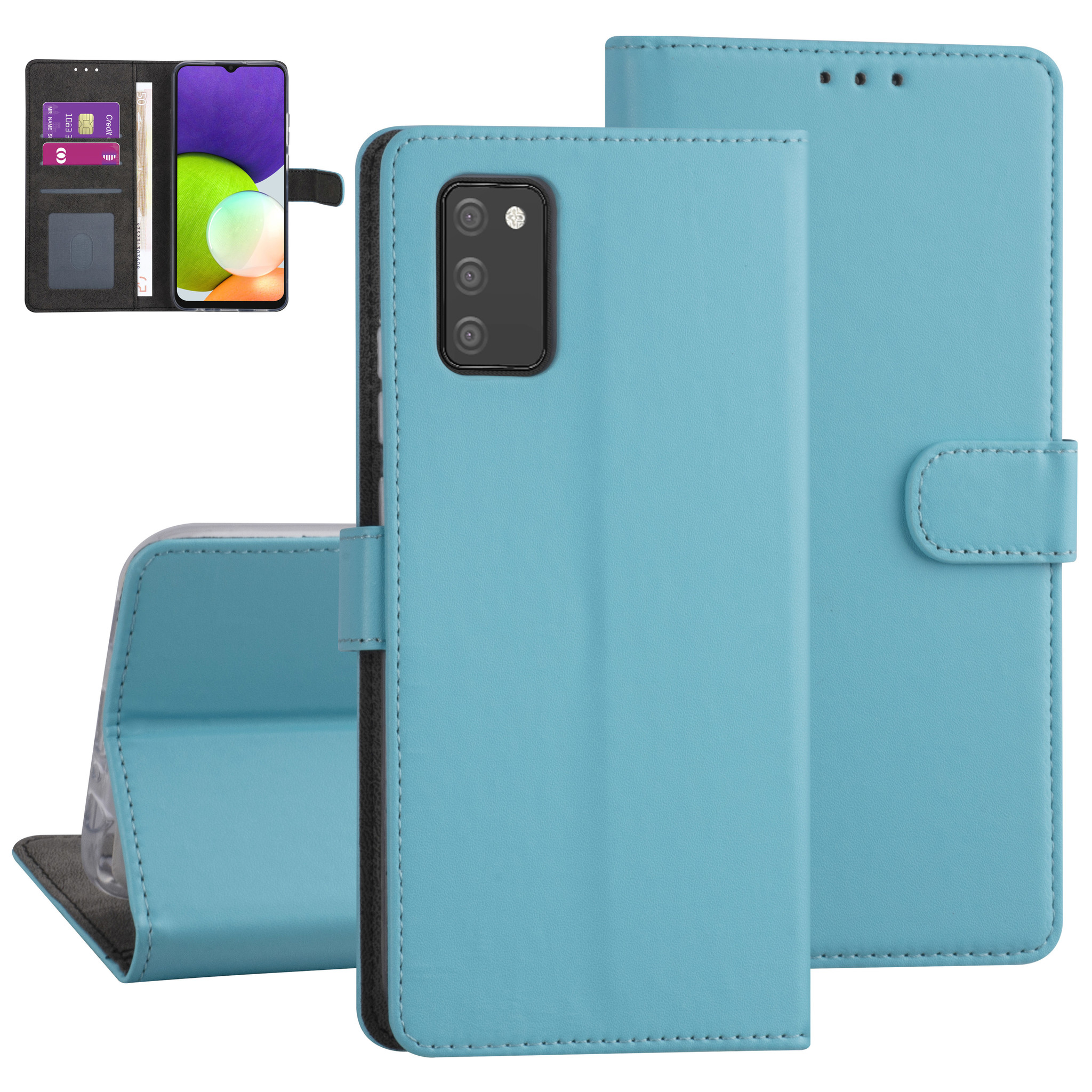 Samsung Galaxy A03s Booktype hoesje - LichtBlauw - Pasjeshouder - Magneetsluiting
