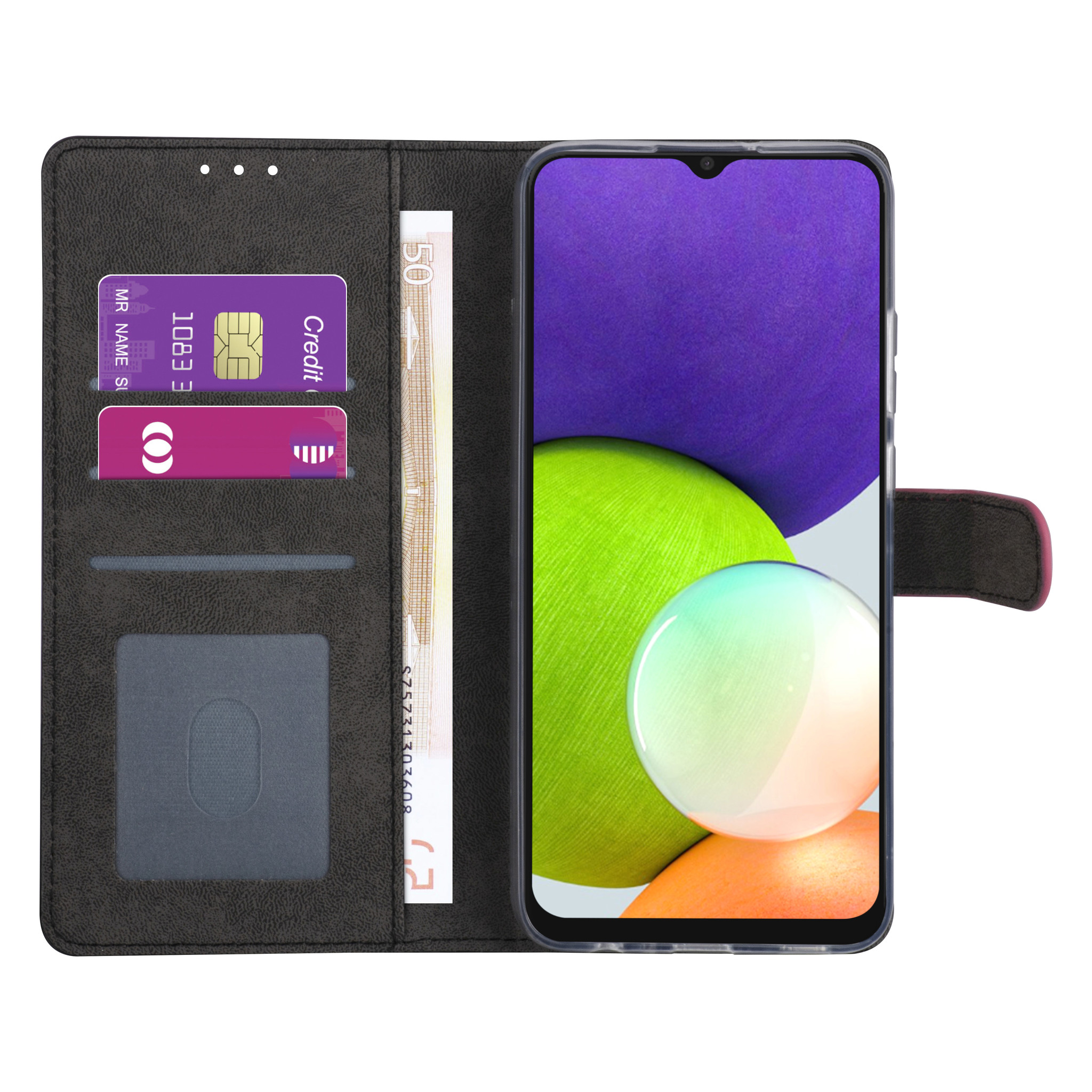 Samsung Galaxy A03s Booktype hoesje - Felroze - Pasjeshouder - Magneetsluiting, foto 4 van 4