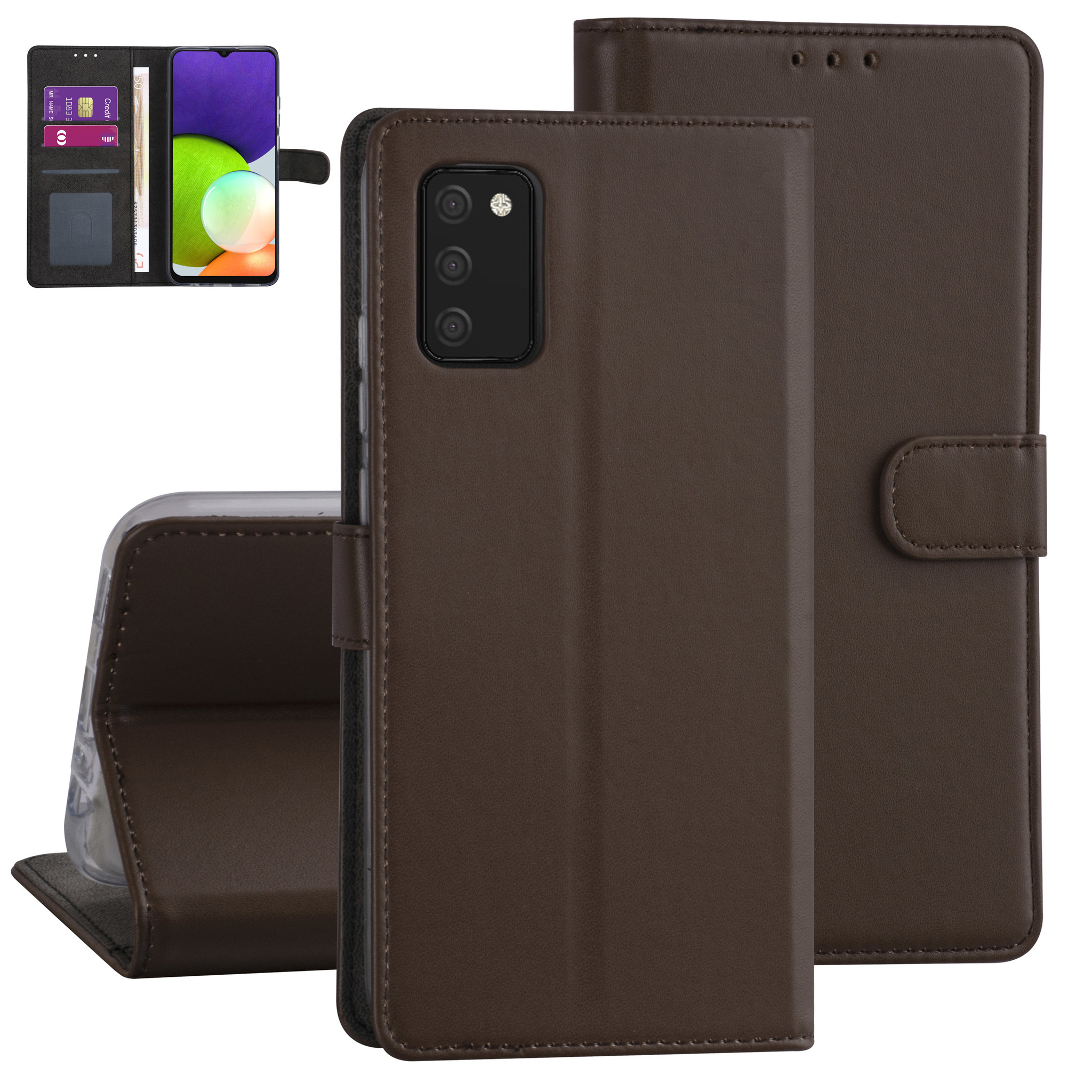 Samsung Galaxy A03s Booktype hoesje - Bruin - Pasjeshouder - Magneetsluiting