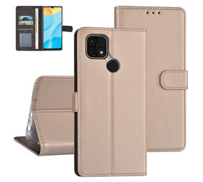 Goud hoesje voor Oppo A15 - Book Case - Pasjeshouder - Magneetsluiting Goud hoesje voor Oppo A15 - Book Case - Pasjeshouder - Magneetsluiting