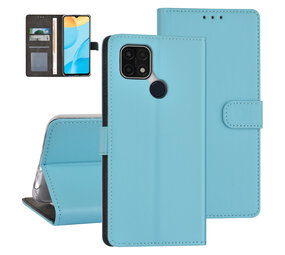 LichtBlauw hoesje voor Oppo A15 - Book Case - Pasjeshouder - Magneetsluiting LichtBlauw hoesje voor Oppo A15 - Book Case - Pasjeshouder - Magneetsluiting