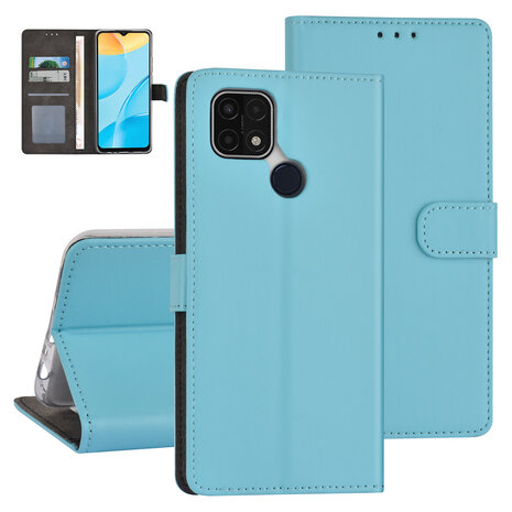 Oppo A15 Book-Case hul - Kartenhalter - Magnetverschluss - Hellblau Oppo A15 Book-Case hul - Kartenhalter - Magnetverschluss - Hellblau