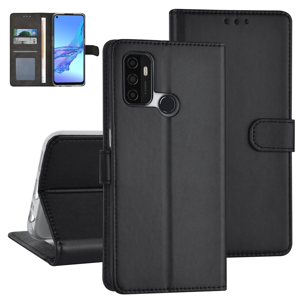 Oppo A53s Book-Case hul - Kartenhalter - Magnetverschluss - Schwarz Oppo A53s Book-Case hul - Kartenhalter - Magnetverschluss - Schwarz