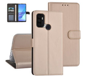 Oppo A53s Book-Case hul - Kartenhalter - Magnetverschluss - Gold Oppo A53s Book-Case hul - Kartenhalter - Magnetverschluss - Gold