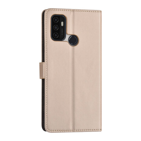 Goud hoesje voor Oppo A53s - Book Case - Pasjeshouder - Magneetsluiting Goud hoesje voor Oppo A53s - Book Case - Pasjeshouder - Magneetsluiting