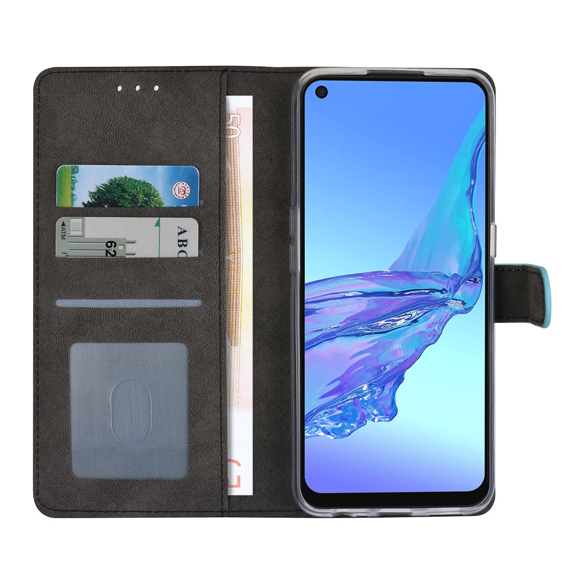 LichtBlauw hoesje voor Oppo A53s - Book Case - Pasjeshouder - Magneetsluiting, foto 4 van 4