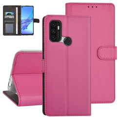 Oppo A53s Book type case - Card holder - Magnetic closure - Hot Pink