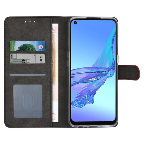 Oppo A53s Book type case - Card holder - Magnetic closure - Red Oppo A53s Book type case - Card holder - Magnetic closure - Red