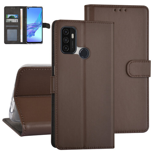 Bruin hoesje voor Oppo A53s - Book Case - Pasjeshouder - Magneetsluiting