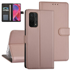 Oppo A54 5G & Oppo A74 5G Book-Case hul - Kartenhalter - Magnetverschluss - Rose Gold