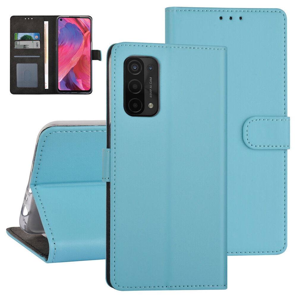 Oppo A54 5G & Oppo A74 5G Book type case - Card holder - Magnetic closure - Light Blue Oppo A54 5G & Oppo A74 5G Book type case - Card holder - Magnetic closure - Light Blue