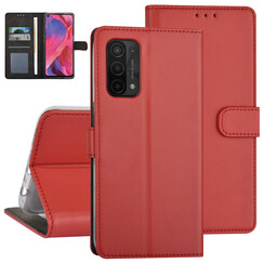 Oppo A54 5G & Oppo A74 5G Book type case - Card holder - Magnetic closure - Red