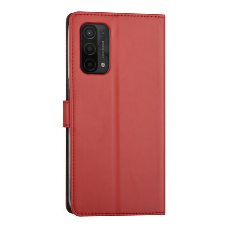 Oppo A54 5G & Oppo A74 5G Book-Case hul - Kartenhalter - Magnetverschluss - Rot Oppo A54 5G & Oppo A74 5G Book-Case hul - Kartenhalter - Magnetverschluss - Rot