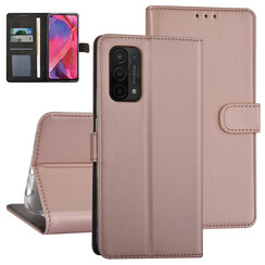Oppo A74 5G & Oppo A54 5G Book-Case hul - Kartenhalter - Magnetverschluss - Rose Gold