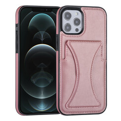 iPhone 12 Pro Max Back-Cover hul - Kartenhalter - Multifunktionale Handschlaufe - Rosa