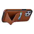 Bruin hoesje voor iPhone 12 Pro Max - Back Cover - Pasjeshouder - Multifunctionele Handstrap