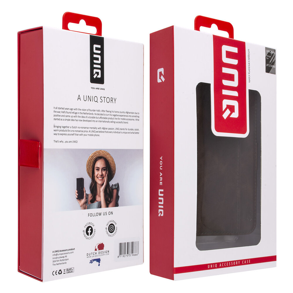 UNIQ Accessory UNIQ Accessory Book-Case hul iPhone 13 Mini - Kartenhalter - Magnetverschluss - Braun UNIQ Accessory UNIQ Accessory Book-Case hul iPhone 13 Mini - Kartenhalter - Magnetverschluss - Braun