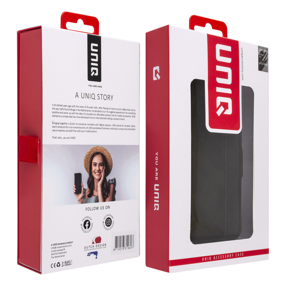 UNIQ Accessory UNIQ Accessory DonkerGroen hoesje voor iPhone 13 Mini - Book Case - Pasjeshouder voor 3 pasjes - Magneetsluiting UNIQ Accessory UNIQ Accessory DonkerGroen hoesje voor iPhone 13 Mini - Book Case - Pasjeshouder voor 3 pasjes - Magneetsluiting