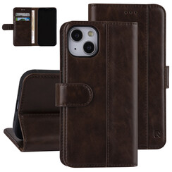 UNIQ Accessory Book type case iPhone 13 & 14 - Card holder - Magnetic closure - Dark Brown