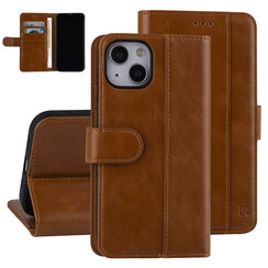 UNIQ Accessory Book type case iPhone 13 & 14 - Card holder - Magnetic closure - Brown