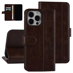 UNIQ Accessory Donker Bruin hoesje voor iPhone 13 Pro Max - Book Case - Pasjeshouder voor 3 pasjes - Magneetsluiting