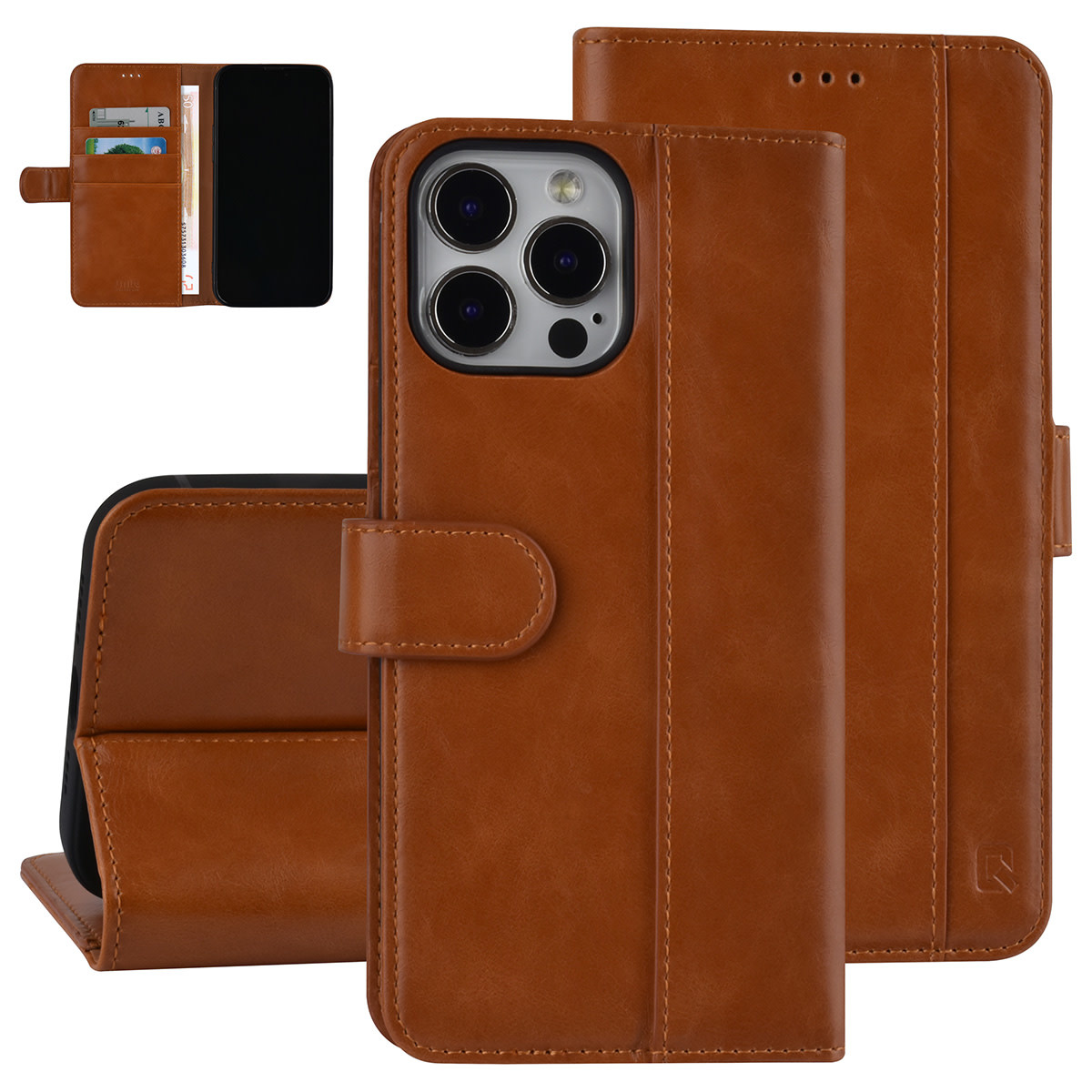 UNIQ Accessory UNIQ Accessory Bruin hoesje voor iPhone 13 Pro Max - Book Case - Pasjeshouder voor 3 pasjes - Magneetsluiting