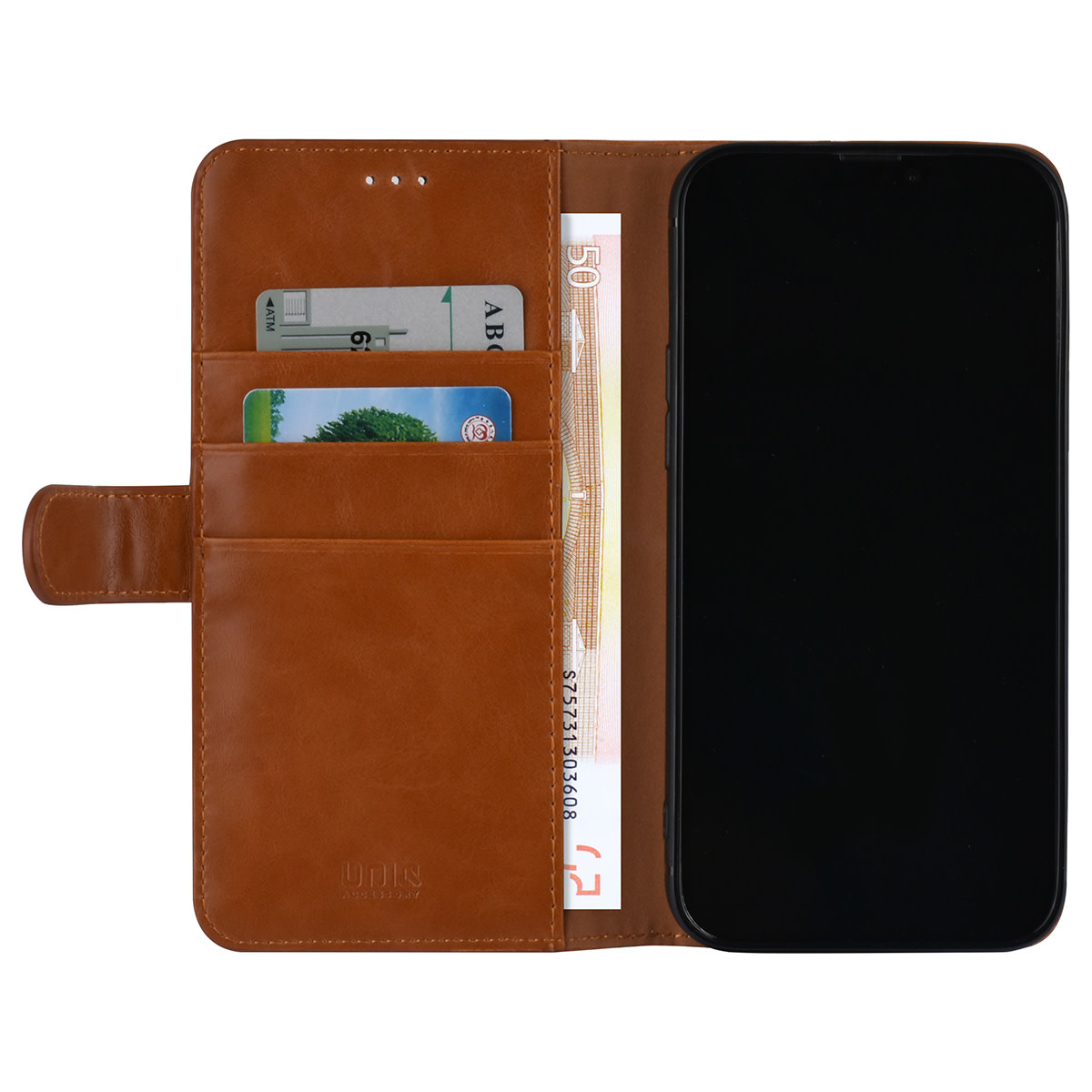 UNIQ Accessory UNIQ Accessory Bruin hoesje voor iPhone 13 Pro Max - Book Case - Pasjeshouder voor 3 pasjes - Magneetsluiting, foto 4 van 5