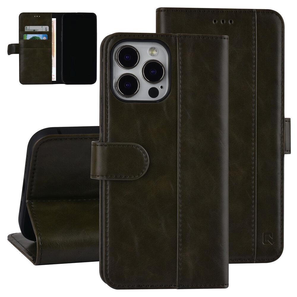 UNIQ Accessory UNIQ Accessory Book type housse iPhone 13 Pro Max - Porte-cartes - Fermeture magnétique - Vert foncé UNIQ Accessory UNIQ Accessory Book type housse iPhone 13 Pro Max - Porte-cartes - Fermeture magnétique - Vert foncé