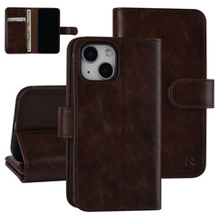 UNIQ Accessory Donker Bruin hoesje voor iPhone 13 Mini - Book Case - Pasjeshouder voor 9 pasjes - Magneetsluiting